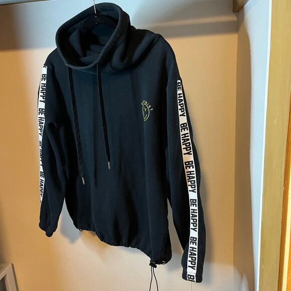 Cali 1850 Women’s L Optimist Smiley Face Pullover Sweatshirt w Be Happy Sleeves - Picture 4 of 9